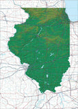 USA State Relief and Vector Map Package of Illinois - Photoshop JPEG and Illustrator EPS