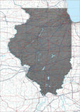 USA State Relief and Vector Map Package of Illinois - Photoshop JPEG and Illustrator EPS