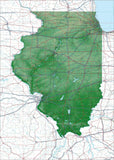 USA State Relief and Vector Map Package of Illinois - Photoshop JPEG and Illustrator EPS