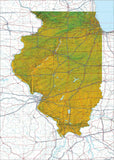 USA State Relief and Vector Map Package of Illinois - Photoshop JPEG and Illustrator EPS