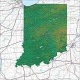 USA State Relief and Vector Map Package of Indiana - Photoshop JPEG and Illustrator EPS