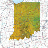 USA State Relief and Vector Map Package of Indiana - Photoshop JPEG and Illustrator EPS