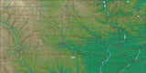USA State Relief and Vector Map Package of Iowa - Photoshop JPEG and Illustrator EPS