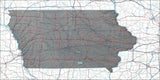 USA State Relief and Vector Map Package of Iowa - Photoshop JPEG and Illustrator EPS