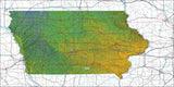 USA State Relief and Vector Map Package of Iowa - Photoshop JPEG and Illustrator EPS