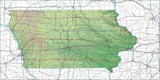USA State Relief and Vector Map Package of Iowa - Photoshop JPEG and Illustrator EPS