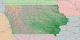 USA State Relief and Vector Map Package of Iowa - Photoshop JPEG and Illustrator EPS
