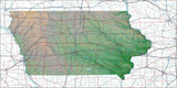 USA State Relief and Vector Map Package of Iowa - Photoshop JPEG and Illustrator EPS