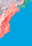 Mountain High Map # 313 korea low contrast colorized relief basd on political outline