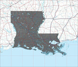 USA State Relief and Vector Map Package of Louisiana - Photoshop JPEG and Illustrator EPS