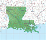 USA State Relief and Vector Map Package of Louisiana - Photoshop JPEG and Illustrator EPS