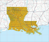 USA State Relief and Vector Map Package of Louisiana - Photoshop JPEG and Illustrator EPS