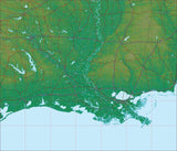 USA State Relief and Vector Map Package of Louisiana - Photoshop JPEG and Illustrator EPS