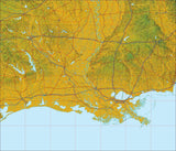 USA State Relief and Vector Map Package of Louisiana - Photoshop JPEG and Illustrator EPS