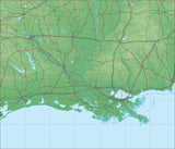 USA State Relief and Vector Map Package of Louisiana - Photoshop JPEG and Illustrator EPS
