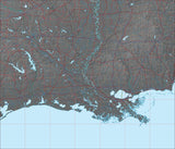 USA State Relief and Vector Map Package of Louisiana - Photoshop JPEG and Illustrator EPS