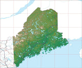 USA State Relief and Vector Map Package of Maine - Photoshop JPEG and Illustrator EPS