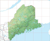 USA State Relief and Vector Map Package of Maine - Photoshop JPEG and Illustrator EPS