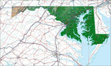 USA State Relief and Vector Map Package of Maryland - Photoshop JPEG and Illustrator EPS