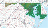 USA State Relief and Vector Map Package of Maryland - Photoshop JPEG and Illustrator EPS