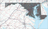 USA State Relief and Vector Map Package of Maryland - Photoshop JPEG and Illustrator EPS