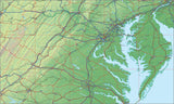 USA State Relief and Vector Map Package of Maryland - Photoshop JPEG and Illustrator EPS
