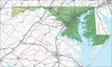 USA State Relief and Vector Map Package of Maryland - Photoshop JPEG and Illustrator EPS