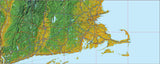USA State Relief and Vector Map Package of Massachussetts - Photoshop JPEG and Illustrator EPS