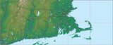 USA State Relief and Vector Map Package of Massachussetts - Photoshop JPEG and Illustrator EPS