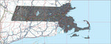 USA State Relief and Vector Map Package of Massachussetts - Photoshop JPEG and Illustrator EPS