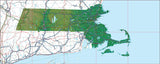 USA State Relief and Vector Map Package of Massachussetts - Photoshop JPEG and Illustrator EPS