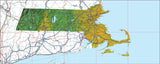 USA State Relief and Vector Map Package of Massachussetts - Photoshop JPEG and Illustrator EPS