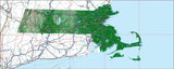 USA State Relief and Vector Map Package of Massachussetts - Photoshop JPEG and Illustrator EPS