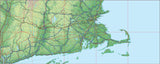 USA State Relief and Vector Map Package of Massachussetts - Photoshop JPEG and Illustrator EPS