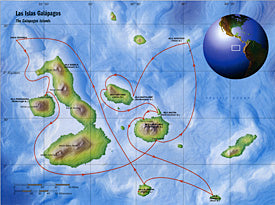 Travel the Galapagos Archipelago on a small ship cruise - use Mountain High Maps #216
