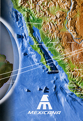 Mexicana Airlines of Mexico route maps in the in-flight magazine uses map #205