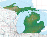 USA State Relief and Vector Map Package of Michigan - Photoshop JPEG and Illustrator EPS