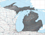 USA State Relief and Vector Map Package of Michigan - Photoshop JPEG and Illustrator EPS