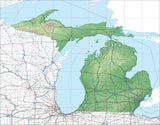 USA State Relief and Vector Map Package of Michigan - Photoshop JPEG and Illustrator EPS