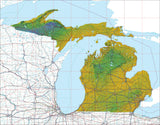 USA State Relief and Vector Map Package of Michigan - Photoshop JPEG and Illustrator EPS