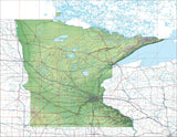 USA State Relief and Vector Map Package of Minnesota - Photoshop JPEG and Illustrator EPS