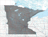USA State Relief and Vector Map Package of Minnesota - Photoshop JPEG and Illustrator EPS