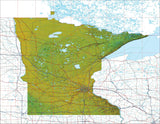 USA State Relief and Vector Map Package of Minnesota - Photoshop JPEG and Illustrator EPS