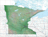 USA State Relief and Vector Map Package of Minnesota - Photoshop JPEG and Illustrator EPS