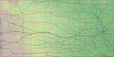 USA State Relief and Vector Map Package of Nebraska - Photoshop JPEG and Illustrator EPS