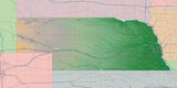 USA State Relief and Vector Map Package of Nebraska - Photoshop JPEG and Illustrator EPS