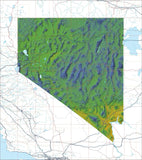USA State Relief and Vector Map Package of Nevada - Photoshop JPEG and Illustrator EPS