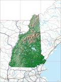 USA State Relief and Vector Map Package of New Hampshire - Photoshop JPEG and Illustrator EPS