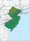 USA State Relief and Vector Map Package of New Jersey - Photoshop JPEG and Illustrator EPS