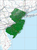 USA State Relief and Vector Map Package of New Jersey - Photoshop JPEG and Illustrator EPS